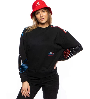 Women adidas Adicolor Tricolor Trefoil Velvet CrewNeck Sweatshirt Pullover US M - Image 1 of 4