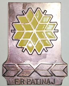  SPORT F. R. COPPA PLACCA DORATA PATTINAGGIO SMALTINI GIALLI FEDERAZIONE ROMANIA - Foto 1 di 2