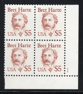 ALLY'S STAMPS US Plate Block Scott #2196 $5.00 Bret Harte [4] MNH F/VF [HV] - Picture 1 of 1