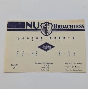 Vintage NU Broachless Blue Watch Hands Card 5AB 976AS 1012AS Swiss Partial NOS - Bild 1 von 3