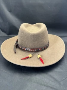 Sombrero de Vaquero Occidental Broner Leisure Fieltro 100% Lana Pequeño Bronceado Banda con Cuentas EE. UU. - Imagen 1 de 7