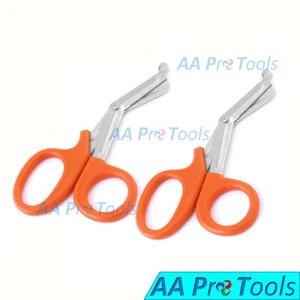 2 New Pairs 7 1/2" Emt Bandage Scissors Trauma Shear 7.5" Orange Utility Shears - Picture 1 of 3