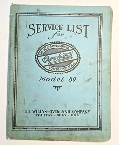 Overland Ersatzteilliste für Modell 80 The Willys-Overland Company Ohio 1916 antik - Bild 1 von 9