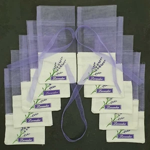 Empty Lavender Bags/ Pouch x 10 Light Purple Organza & Cotton - Picture 1 of 8