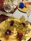Napkin Rings Set of 4 Elegant Winter Glitter Leaf with real Pinecones NR000149