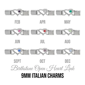 Link connettore pietra nascita cuore aperto - adatto a charms classici italiani 9mm - Foto 1 di 13