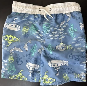 OSHKOSH B'Gosh Boy's 5T Swim Trunks Blue Submarines Sharks Jellyfish Swimwear - Picture 1 of 2