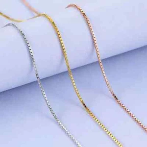 1.2/1.5mm Width Stainless Steel Gold Silver Plated Box Chain Necklace 47+4cm - Picture 1 of 24