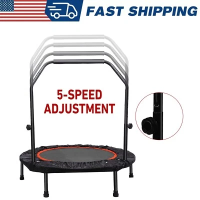 550lb black 40 inch foldable indoor fitness trampoline with handle rebound - Image 1 of 4