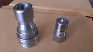 SAFETY Quick Disconnect Hydraulic Female Male Set 316 Stainless Steel 3/8" NPT - Picture 1 of 4