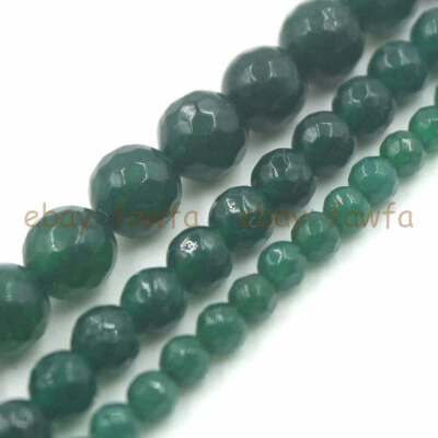 Jade natural facetado 4/6/8/10 mm piedras preciosas redondas jaspe hágalo usted mismo cuentas sueltas 15"" AAA Foto 1 de 4