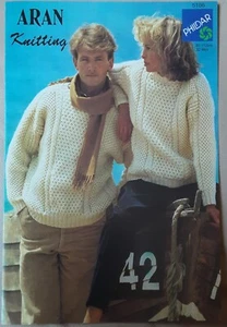 New Original Phildar Aran Adult  Cable Sweater  32"-44" Knitting Pattern 5186 - Picture 1 of 3