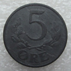 Denmark Ww2 German Occupation 5 Ore 1944 Christian X Zinc Coin S9
