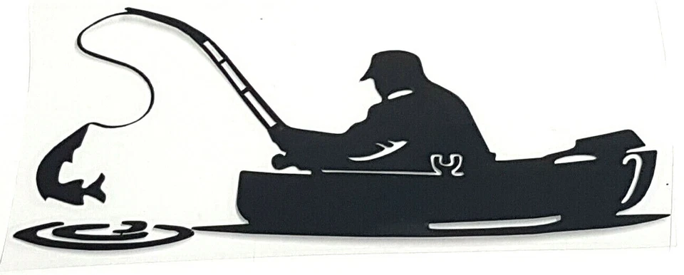 Aufkleber f. Angler Fishing angeln, Sticker für Köderbox, Boot, Auto, schwarz - Bild 1 von 1
