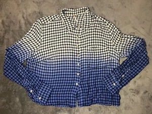 Free People leichtes geknöpftes Damenhemd weiß/blau ombre kariert Größe Small - Bild 1 von 9