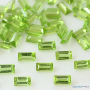 Natural Peridot Baguette Faceted 5X3mm, 6x3mm & 6x4mm Loose Gemstone AAA Quality - Picture 1 of 8