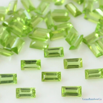 Baguette de peridoto natural facetada 5x3 mm, 6x3 mm y 6x4 mm piedras preciosas sueltas calidad AAA Foto 1 de 4