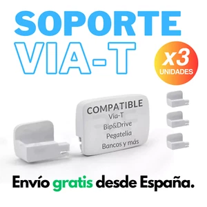 x3 Soporte Telepeaje Via-T Cristal Luna Coche Camión Teletac Peaje Pinza ViaT - Foto 1 di 3
