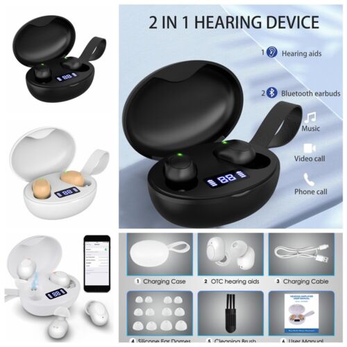 Digital Hearing Amplifier 16 Channels In-Ear for Seniors W Charging Box Portable