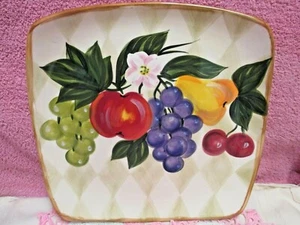 Tabletops Gallery Tuscan Fruit Dinner Plate 11 1/8" Large Handpainted Square New - Picture 1 of 6