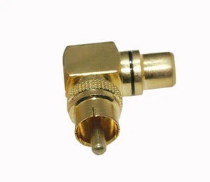 10pcs Gold Plated 90 Deg RCA male to RCA female right angle CCTV TV RF Adapter - Picture 1 of 2