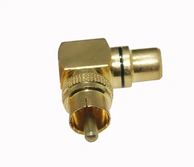 Gold Plated 90 Deg RCA male to female right angle CCTV TV RF adapter connector - Image 1 of 2