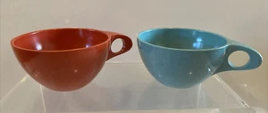 Kenro Holiday Vintage Turquoise Orange  Speckled 2 Coffee Cups Melamine USA - Picture 1 of 6