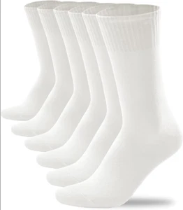 Mens Crew Socks White Socks for Men Size 10-13 Cotton LightWeight Thin Casual... - Picture 1 of 5