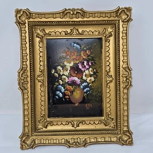 VINTAGE FLOWERS BOUQUET SIGNED BY KIHY PAINTING ART COMPOSITE FRAMED 11x9 - Picture 1 of 9