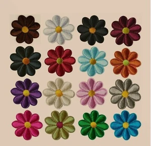Daisy Flower Embroidered Patch sew iron on Patches for clothes set of 16 4cmx4cm - Picture 1 of 3