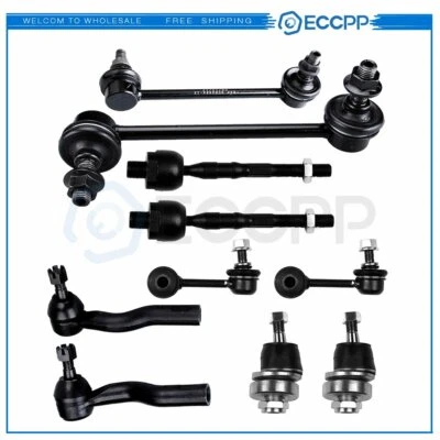 For 2006 - 2009 Ford Fusion 10PCS Front Rear Sway Bars Tie Rods Ball Joints Kit - Image 1 of 4