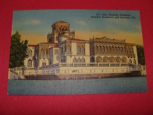 John Ringling Residence Bradenton - Sarasota Florida Post Card unposted Teich