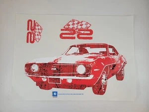 1969 Camaro Car Vintage Heat Transfer Iron On - GM Original - Picture 1 of 9