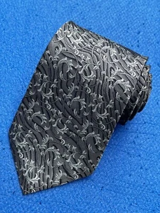 Authentic YSL YVES SAINT LAURENT Floral Design On Gray 100% Silk Necktie Tie - Picture 1 of 12