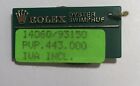 ROLEX Green Tag HANGTAG Oyster Swimpruf Steel SUBMARINER NO DATE 14060 93150