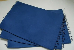 Exotic Blue Placemats Rectangular with Dangling Beads Set of 6 W-C Designs 19x13 - Picture 1 of 9