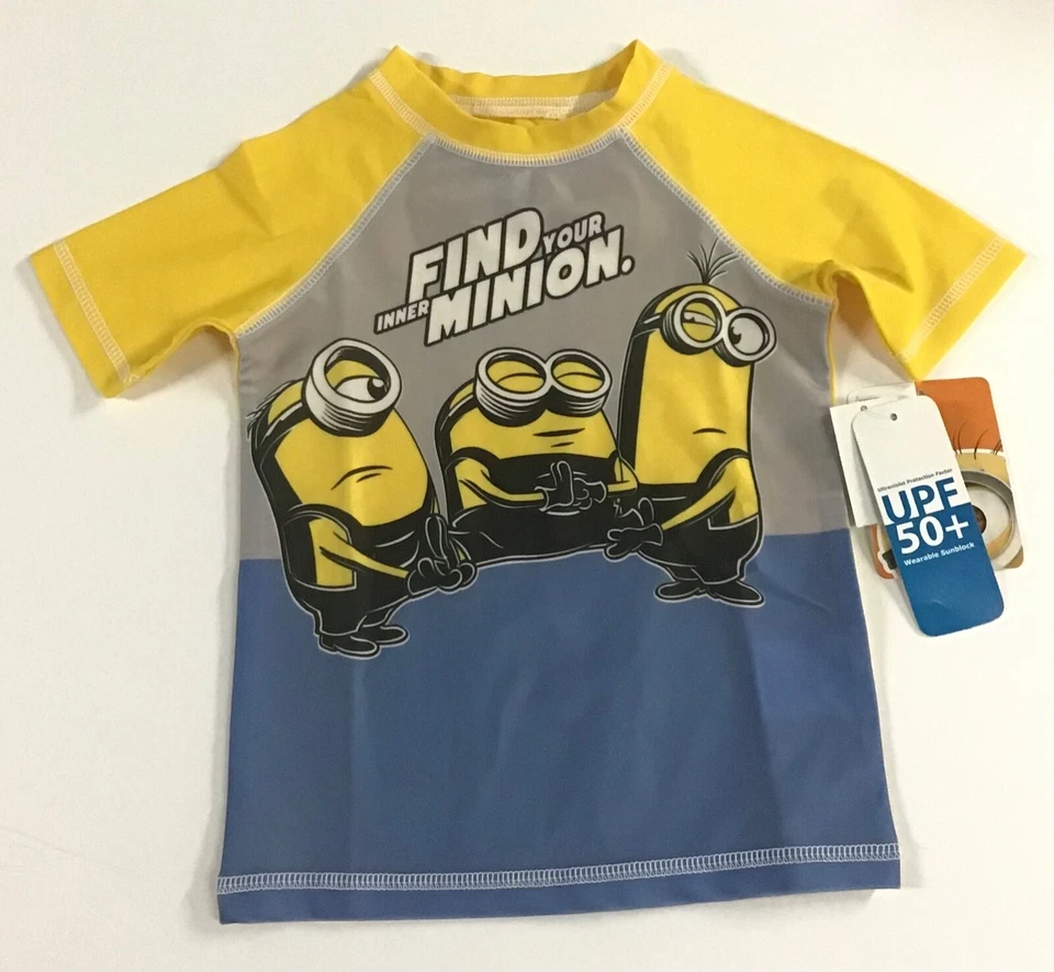 Despicable Me Minions / Camisa de Natação Manga Curta / UPF 50+ / Criança Meninos Tamanho 2T - Imagem 1 de 4