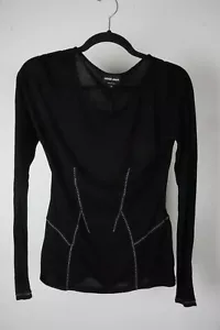 Giorgio Armani Black White Stitching Cashmere Blend Top Shirt 38 BRAND NEW - Picture 1 of 5