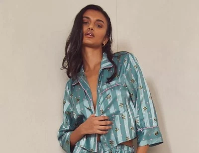 Топ для сна Free People вечеринка атласная полоса маленький элегантный легкая одежда для отдыха - Изображение 1 из 4