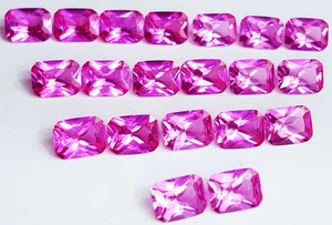 Loose Gemstones 6x8 MM Emerald Prince Cut Natural Pink Sapphire Lot Certified - Picture 1 of 12