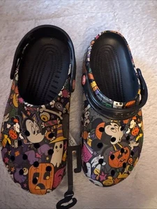 Disney Parks 2022 Halloween Mickey & Minnie Mouse Pumpkin Clog Crocs Size M6 W8 - Picture 1 of 3