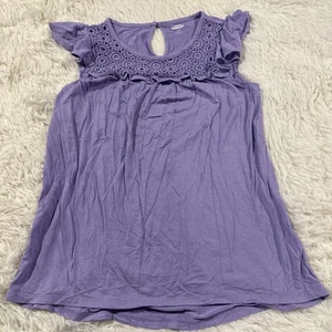 Old Navy girls purple boho top M 8 crochet neckline priarie - Picture 1 of 9