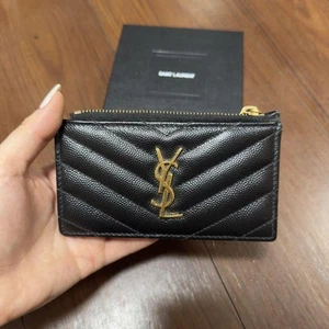 Auténtico estuche para monedas Saint Laurent tarjetero billetera compacto YSL Cassandra - Imagen 1 de 24