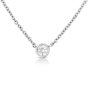 10K Gold 0.10 Carat Diamond Solitaire Pendant Necklace with Adjustable Chain - Picture 1 of 6