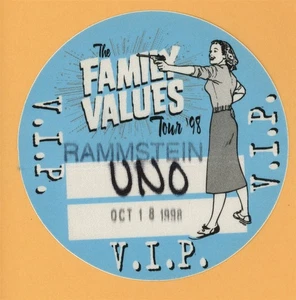 Rammstein 1998 Family Values Concert Tour VIP Backstage Pass - Picture 1 of 1