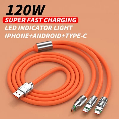 USB 3in1 Multi Fast Charger Charging Cable Cord For Type C Android Micro iPhone - Image 1 of 4