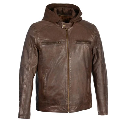 Milwaukee Leather 1850 Men's Brown Leather Fashion Jacket w/ Removable Hoodie - Image 1 of 3