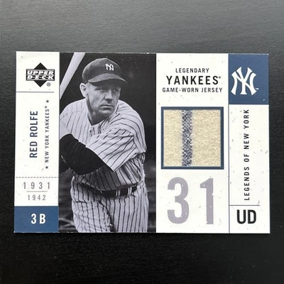 2001 Upper Deck Legends of New York Yankees Legendary Game-Worn Jersey Red Rolfe - Image 1 of 2