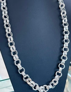 Catena grande pesante 14 mm argento sterling modello Belcher argento 925 catena rolo - Foto 1 di 4