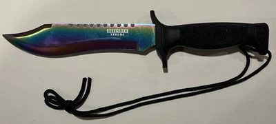 Cuchillo de caza Defender Xtreme 12 pulgadas hoja fija arco iris con funda Foto 1 de 3